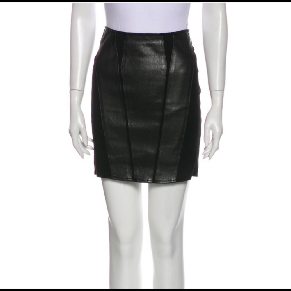 Helmut Lang black leather mini skirt size 2